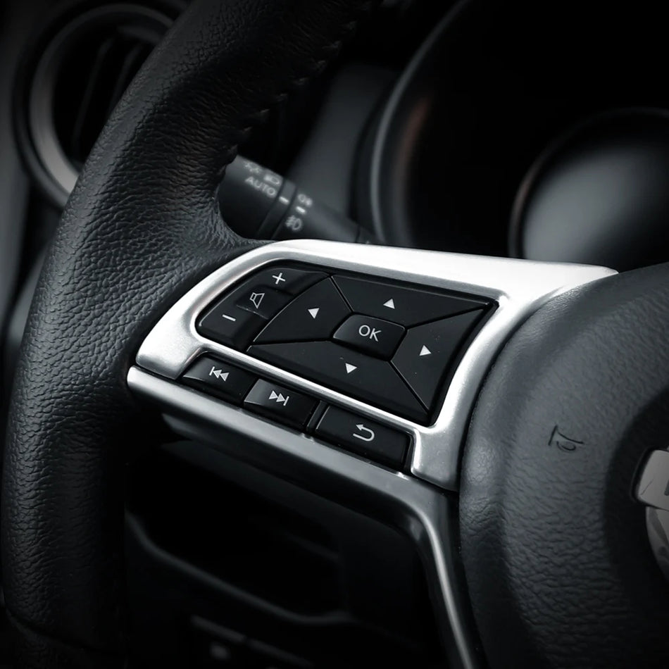 Nissan Micra Direksiyon Düğmesi Panel Çerçeve Kaplama ABS Mat Gümüş 2 Adet