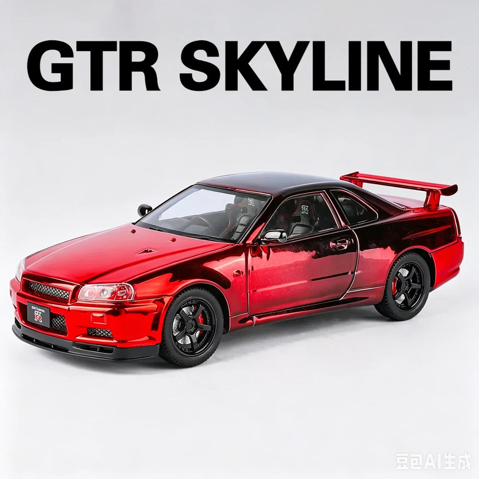 1:24 Diecast GTR Dinastia športni avto model z odprtimi vrati in povlekom nazaj
