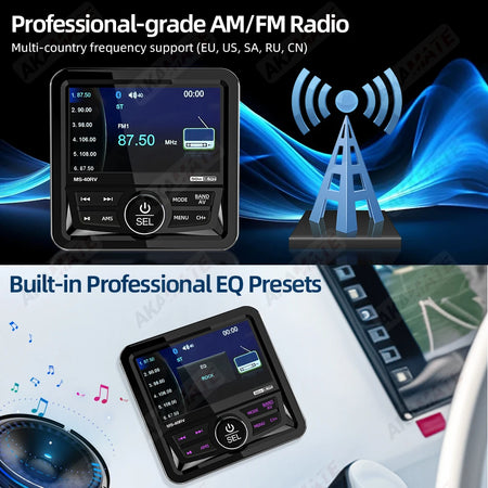 MP5 Marine Radio Stereo Waterproof Bluetooth Speaker for Boats, ATVs, and RVs