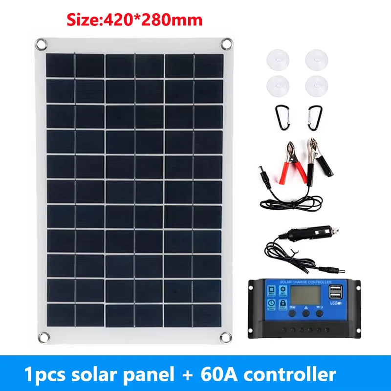 200W Solar Panel Kit 18V &ndash; Dual USB Output For Camping with 60A controller