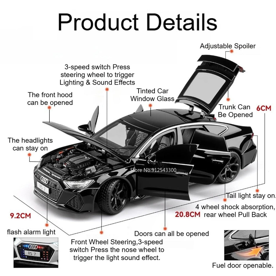 1:24 Diecast model avtomobila igrača kovinska konstrukcija vrata se odpirajo zvok in svetloba