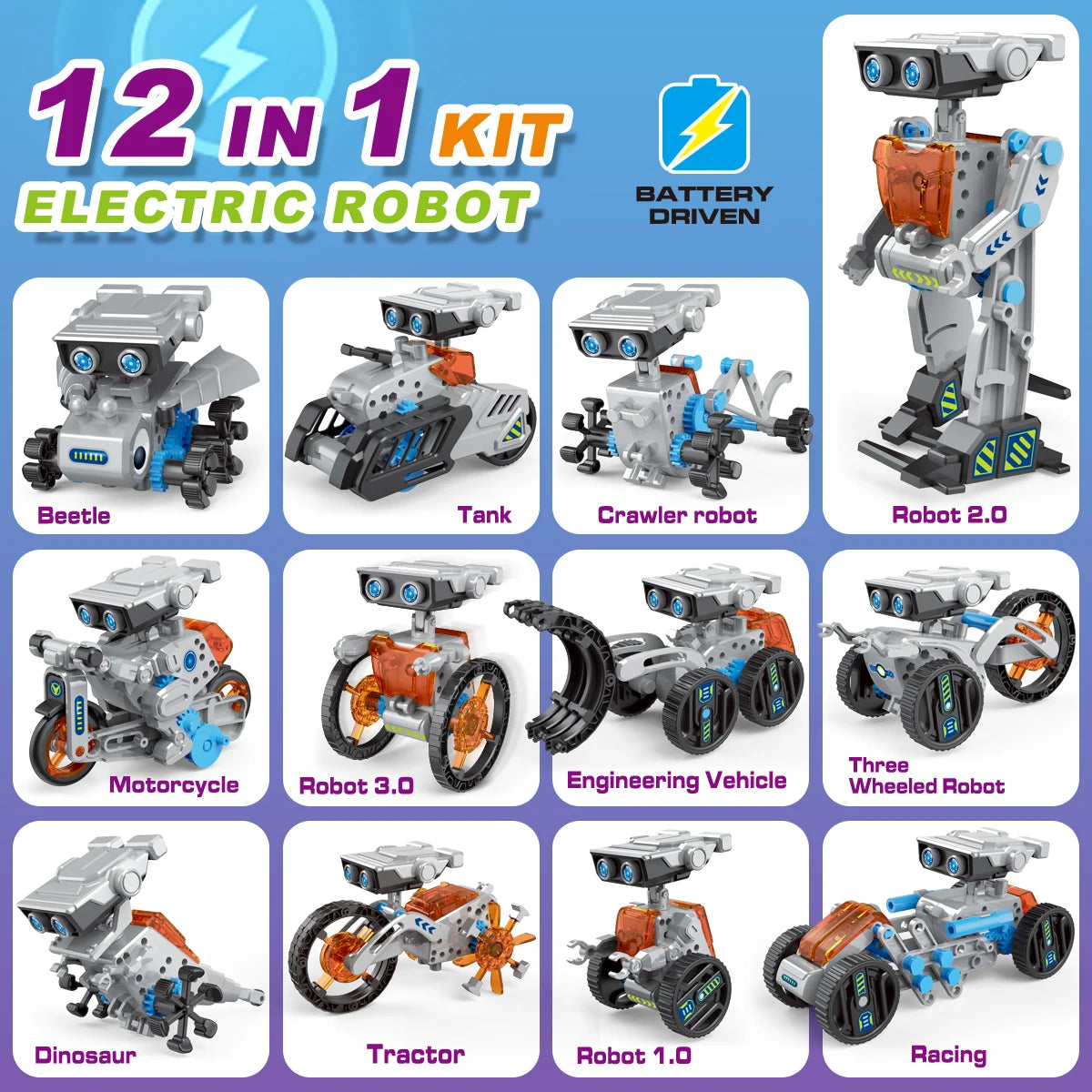 12-in-1 DIY Solar Robot Kit for Kids &ndash; STEM Educational Science and Engineering Toy