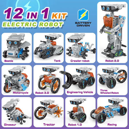 12-in-1 DIY Solar Robot Kit for Kids &ndash; STEM Educational Science and Engineering Toy