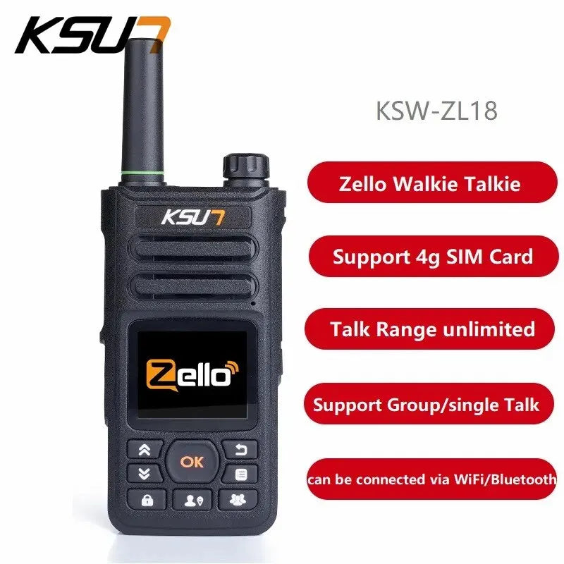 Zello Walkie Talkie KSUT ZL18 4G SIM Wifi de Largo Alcance GPS