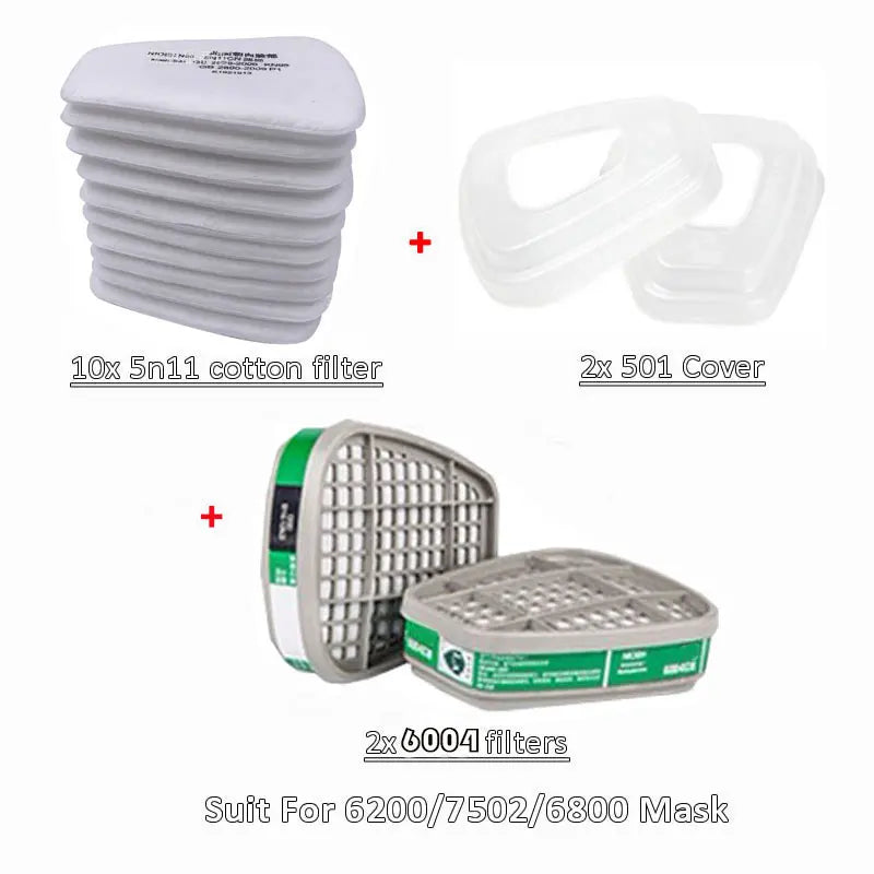 6001/6002/6004 Cartridge Box 5N11 Cotton Filters Set &ndash; Superior Protection for Dust and Gas Masks