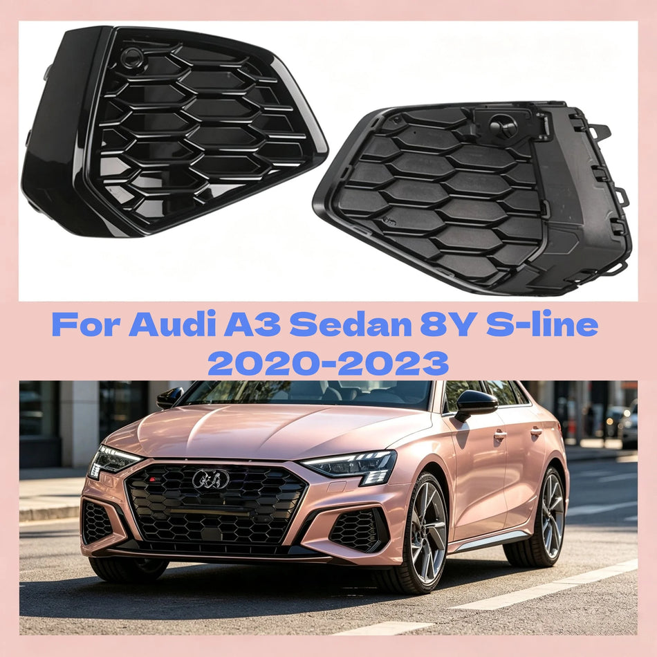 Capace din PVC cu fagure pentru proiectoarele de ceață față Audi A3 8Y S-Line 2020-2023