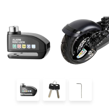 Electric Scooter Alarm Disc Lock &ndash; Waterproof Anti-Theft Security Black Alarm Lock