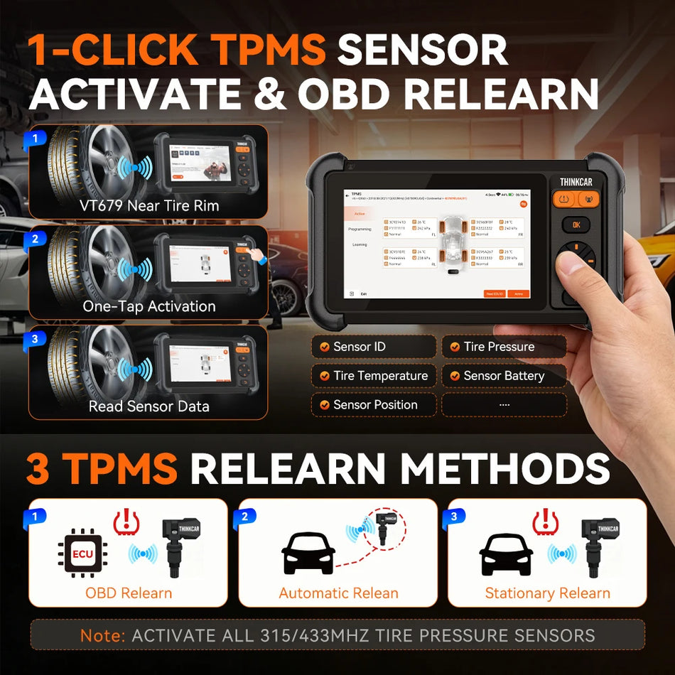 Scanner Diagnostico OBD2 ThinkCar VT679 con Sistema Completo e Attivazione TPMS