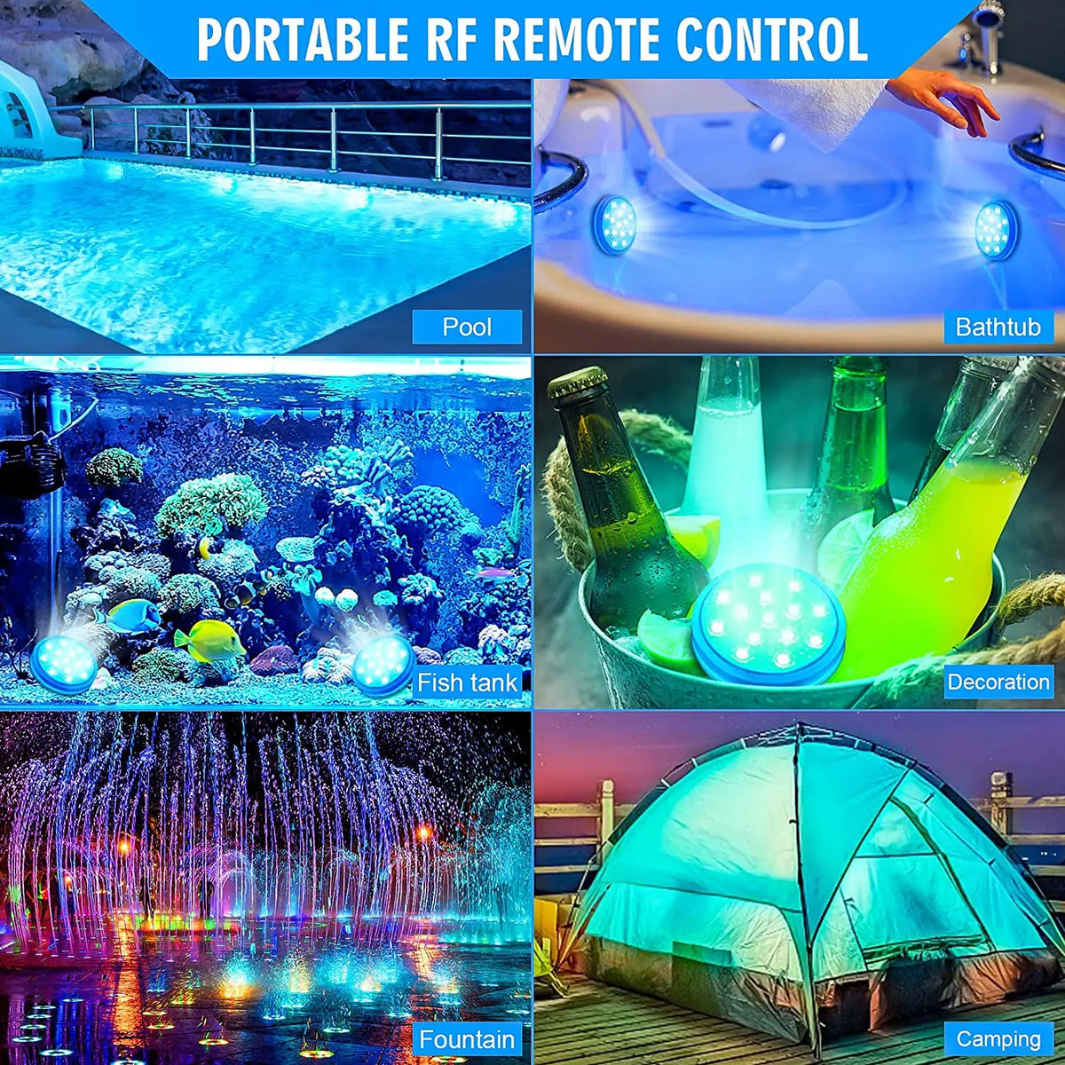 Rechargeable Underwater Pool Lights &ndash; Remote Color Changing