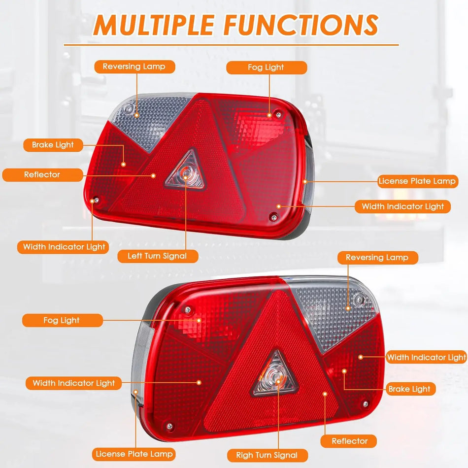 12V Комплект задни светлини за ремарке с 13-пинов щепсел и 5.5м кабел