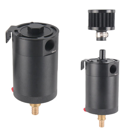 Dual Port Aluminum Oil Catch Can With Universal 180ml Reservoir Fit by InterCyprus Trading Ltd