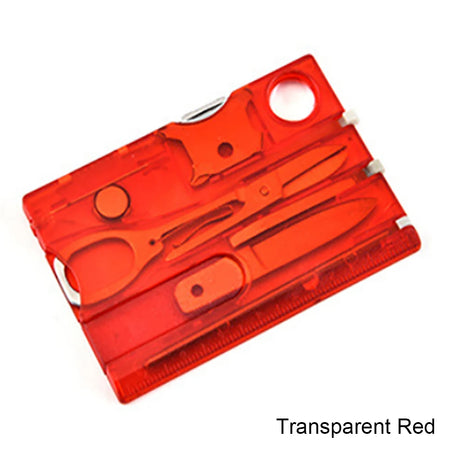 12-in-1 Portable Multi-Tool Card for Outdoor Survival and Camping Red