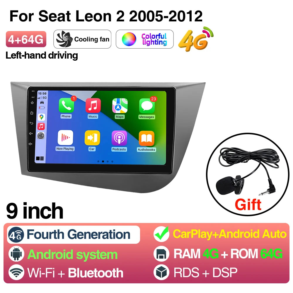 9Inch Car Radio For Seat Leon MK2 2005-2012 - CarPlay 4 64G
