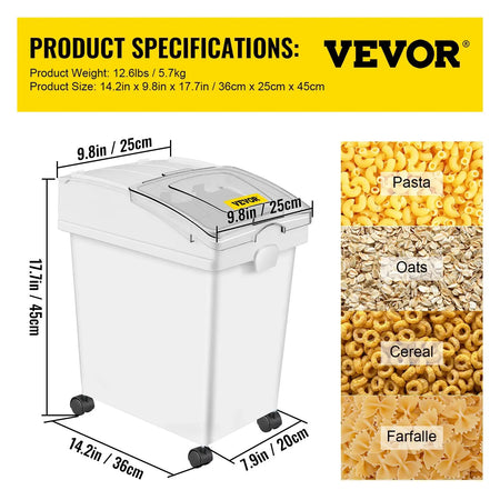 VEVOR 25L Dry Ingredient Bin With Scoop Castors Dustproof 3 PCS / Poland