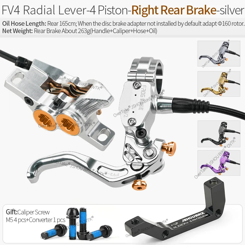 Frog Wake FV-4 MTB Hydraulic Disc Brake Kit &ndash; Four-Piston RA-RR-SR / CHINA