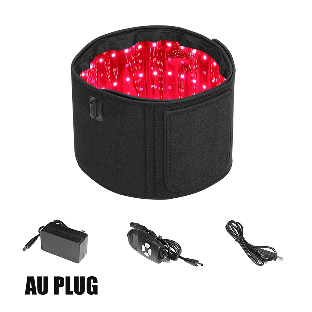 Red &amp; Infrared Light Therapy Belt for Fat Burning and Skin Repair BLACK-AU