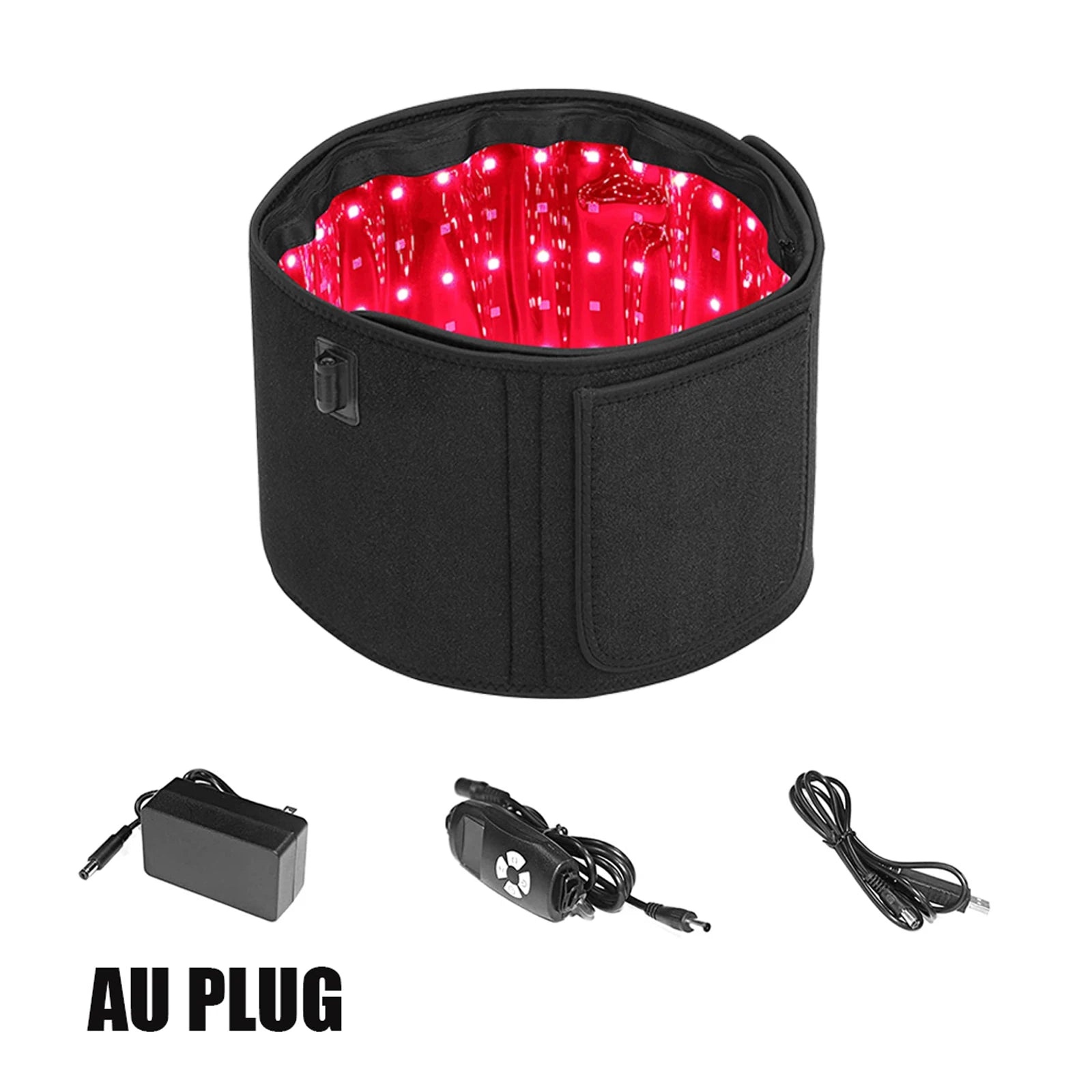 Red &amp; Infrared Light Therapy Belt for Fat Burning and Skin Repair BLACK-AU