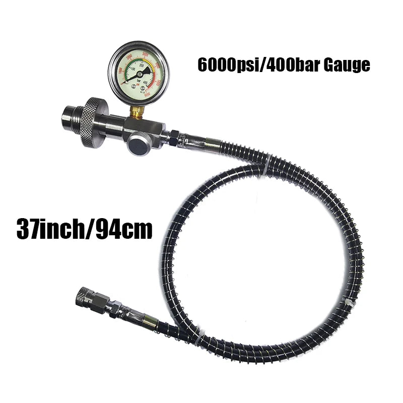 HPA Air Diving DIN G5/8 Fill Station Adapter with Stainless Steel Gauge 37inch Hose