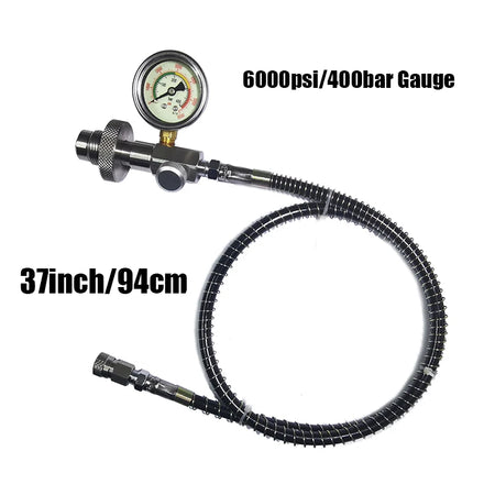 HPA Air Diving DIN G5/8 Fill Station Adapter with Stainless Steel Gauge 37inch Hose