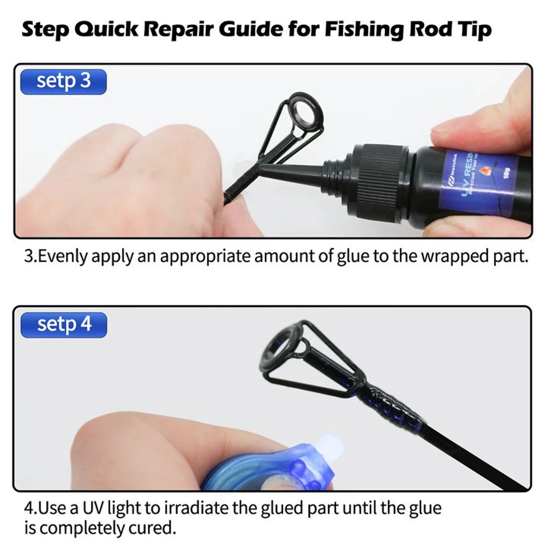9KM Heavy Duty Fishing Rod Tips Repair Kit - 8Pcs with Ceramic Ring