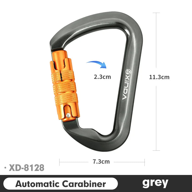 Xinda Outdoor Carabiner &ndash; 30kN Load Capacity Aluminum Alloy Auto Gray