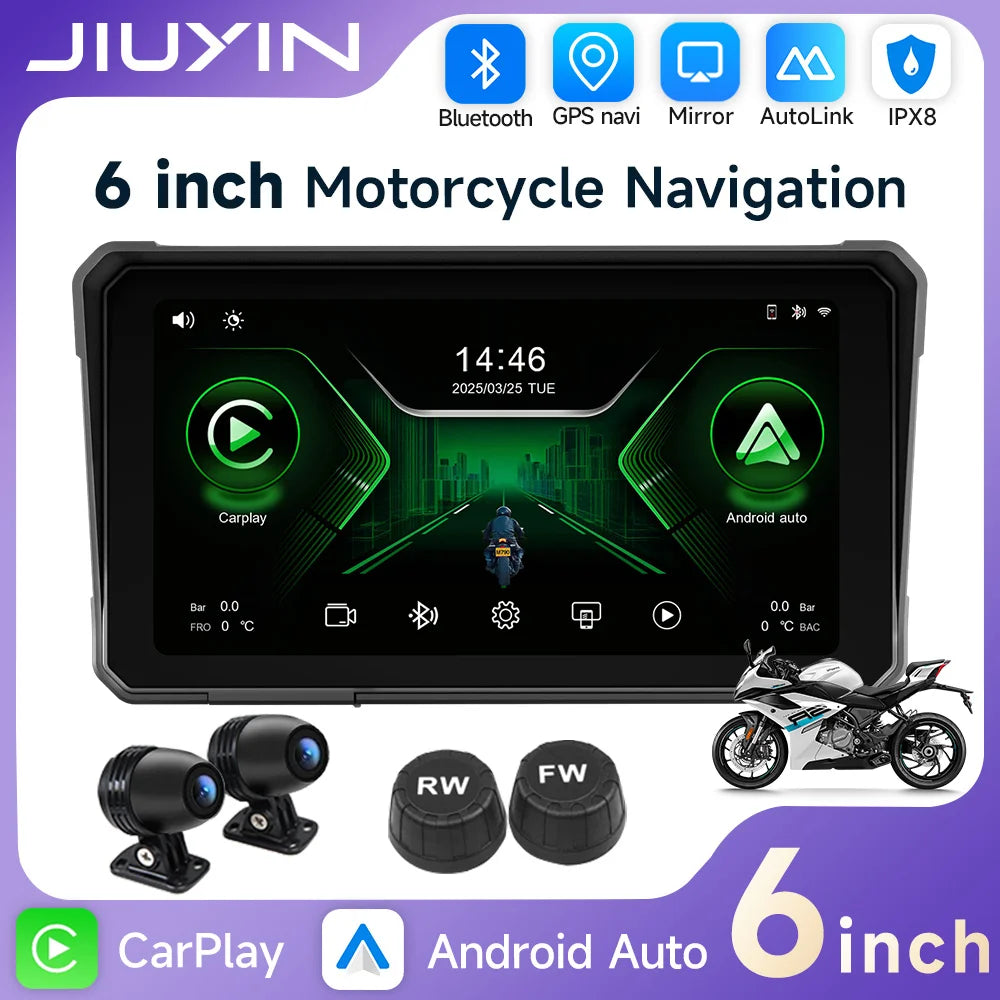 6 Inch Motorcycle Multimedia Player &ndash; 2K HD Touch Screen with Wireless CarPlay and Android Auto