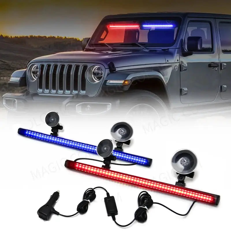 96 LED Car Strobe Light Emergency Flash Warning Lamp 2-in-1 3030 SMD Windshield Bar Auto Traffic Advisor Car Accessories 12V-24V by InterCyprus Trading Ltd