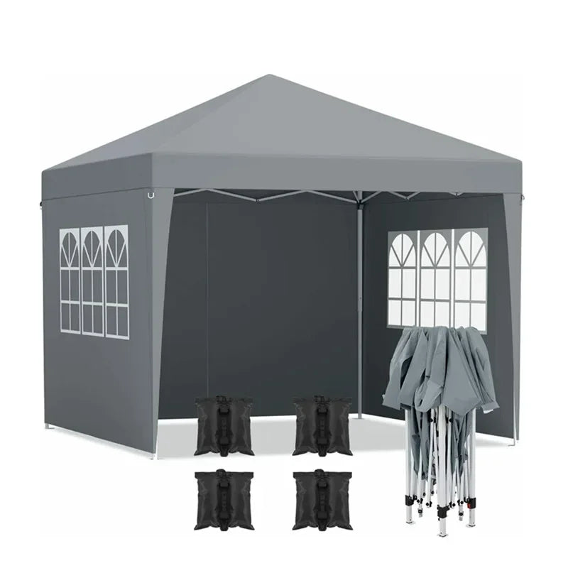 3x3м Складной Тент-Навес с 4 Боковыми Панелями Садовый Зонт