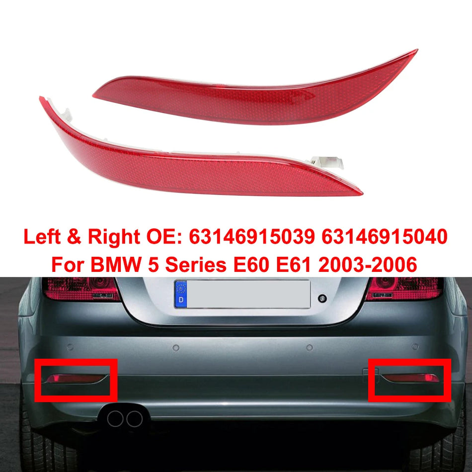 Rear Bumper Reflector Light Red for BMW 5 Series E60 E61 Replacement Part for Sedan