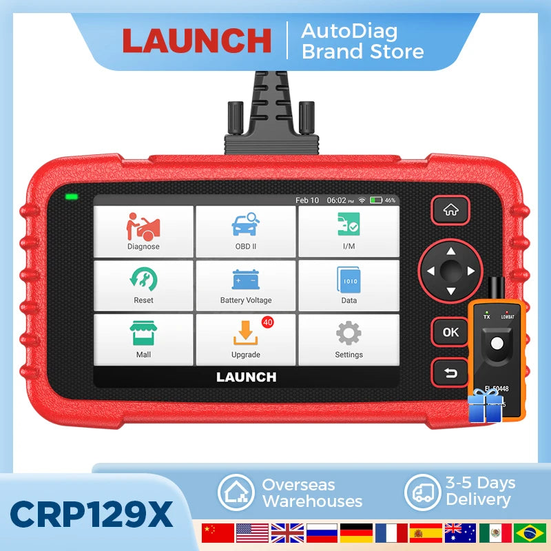 Launch CRP129X OBDII-skanner med diagnos av fyra system, trådlös