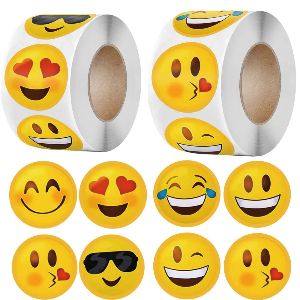 500 Pcs Cartoon Smile Face Expression Stickers - Fun Reward Decor