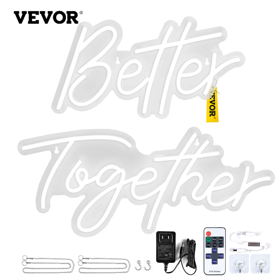 Bedre Sammen Neon Skilt LED Vægdekoration Hvid Natlampe