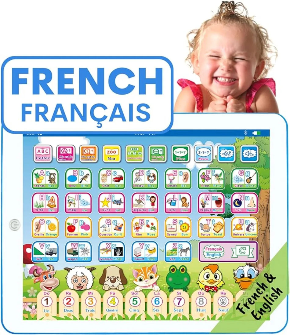 Bilingual French-English Educational Learning Tablet | Interactive Kids' Toy for Alphabets, Numbers, and Spelling