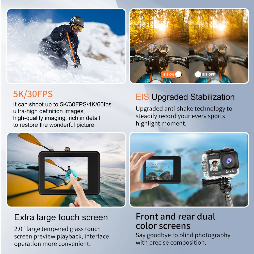 CERASTES Action Camera &ndash; 5K Ultra High Definition with Dual Screen
