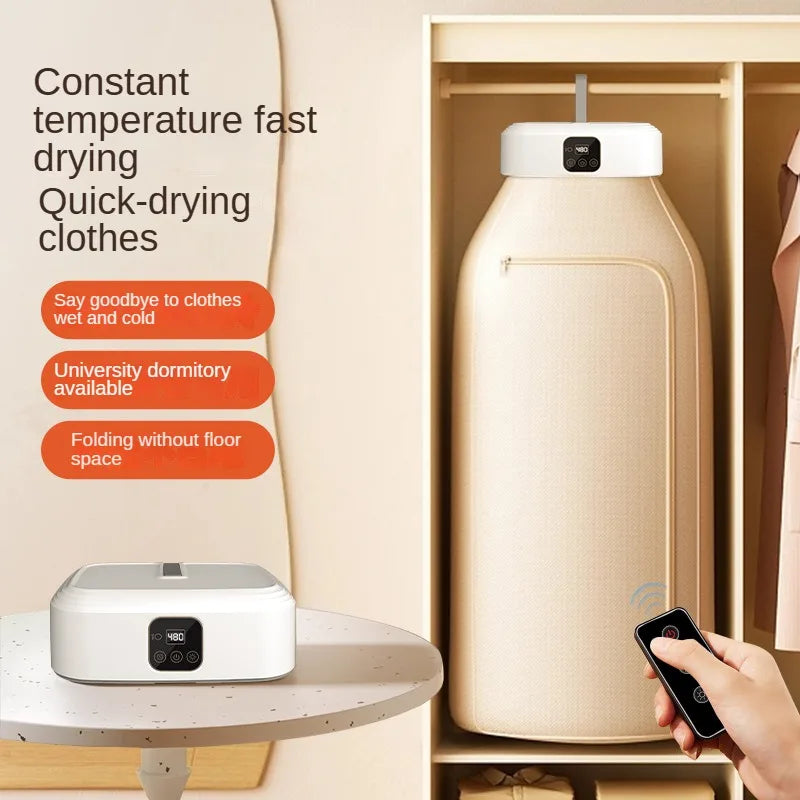 Portable Travel Foldable Electric Clothes Dryer With Remote