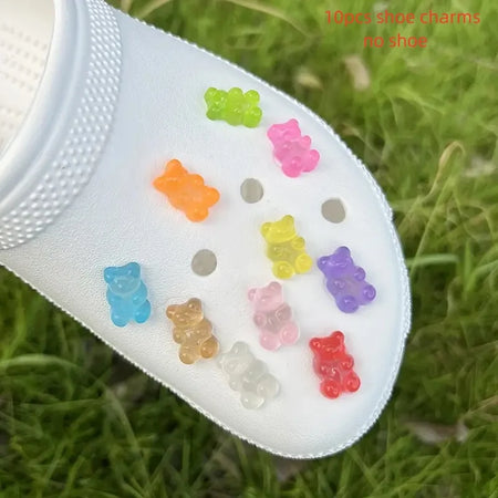 Glow-in-the-Dark Cute Bear Shoe Charms - 10/20 Pack DIY Accessories for Clogs A-10pcs
