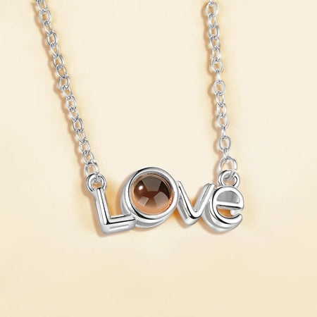 100 Languages "I Love You" Pendant Necklace - Trendy Geometric Jewelry for Couples Silver-11