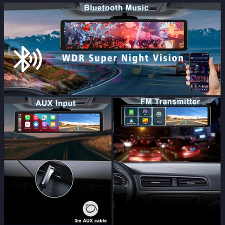 11.26 Inch 4K Car DVR Dash Cam - CarPlay Android Auto GPS