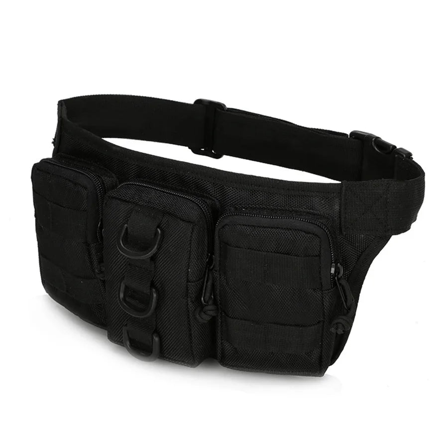Triple Small Waist Bag Camouflage - Durable Waterproof Black
