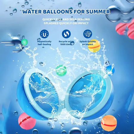 Reusable Magnetic Water Balloons for Quick Fill &amp; Self Sealing - Eco-Friendly Outdoor Fun for Pool &amp; Summer Activities