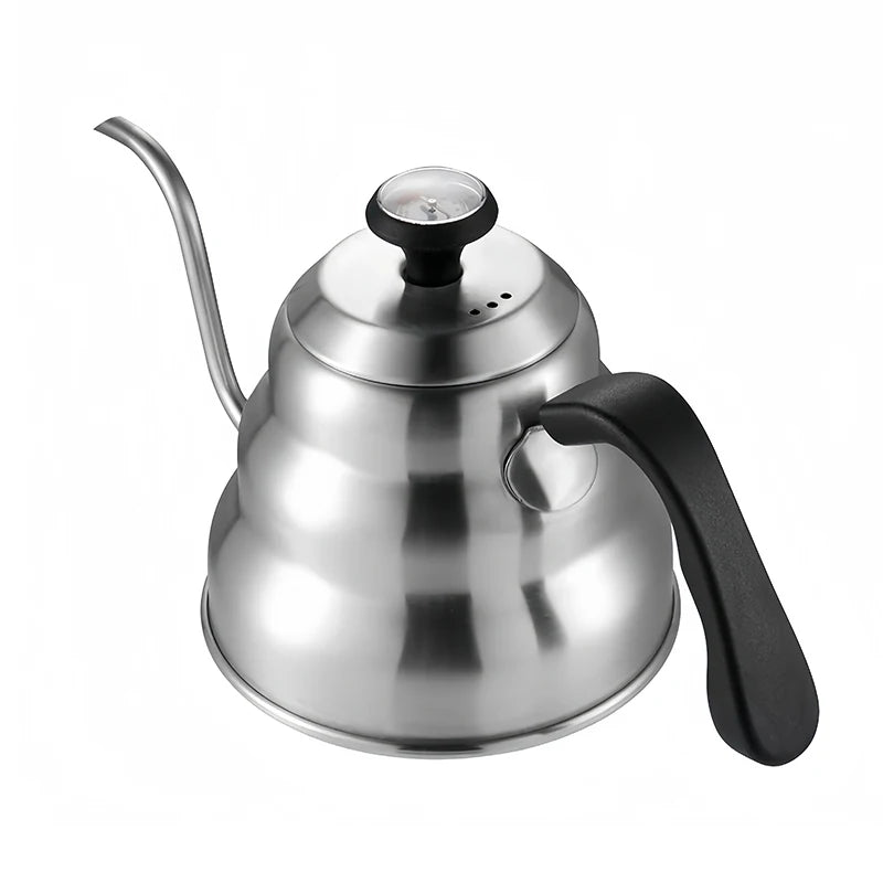 Premium Stainless Steel Pour Over Coffee Pot with Thermometer 1L Sliver