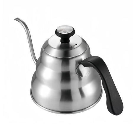 Premium Stainless Steel Pour Over Coffee Pot with Thermometer 1L Sliver