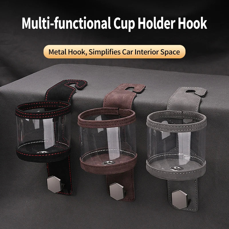 Δερμάτινος Οργανωτής Αυτοκινήτου για το Μαξιλάρι Κεφαλής με Αποθηκευτικό Χώρο Πίσω Καθίσματος 2 σε 1 και Θήκη Ποτηριού