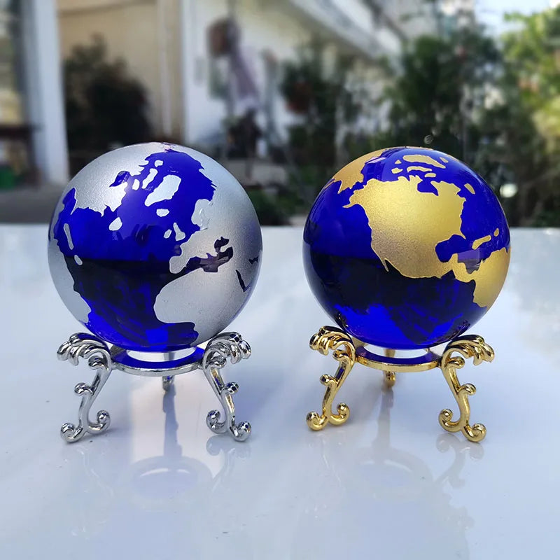 60mm Crystal Ball Blue World Globe Stand &ndash; Crystal Clarity