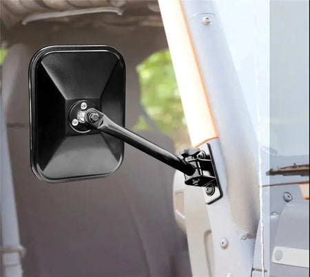 Door Off Side View Mirror Round Rectangular Spot Mirrors for Jeep Wrangler 1997-2018 TJ JK JKU Accessories by InterCyprus Trading Ltd