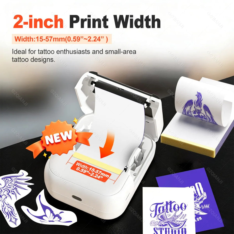58mm Mini Thermo-Bluetooth-Tattoo-Transfer-Etikettendrucker mit Papier für DIY