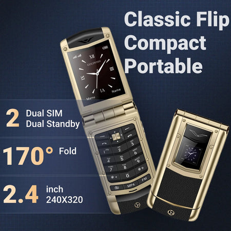 Luxury Metal Flip Phone For Men &ndash; Big Button Dual Screen