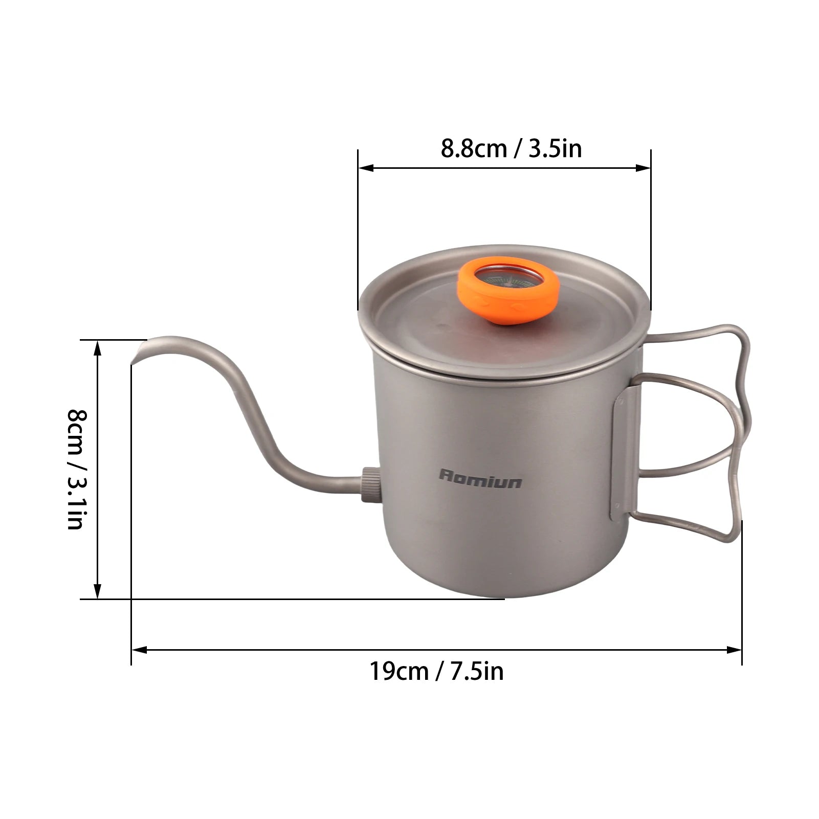Outdoor Ti Pour Over Kettle 400ml Gooseneck &ndash; Thermometer 400ml