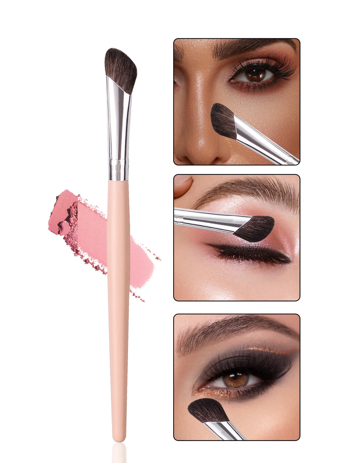 3D Nose Shadow Brush - Contour &amp; Highlight with Soft Horse Hair Apricot color