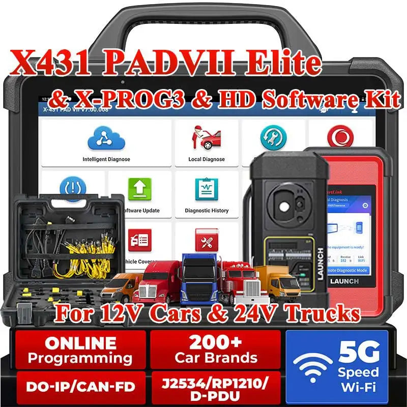 Launch PADVII X-PROG3 Lastbils Kit Skanner Nyckelprogrammering